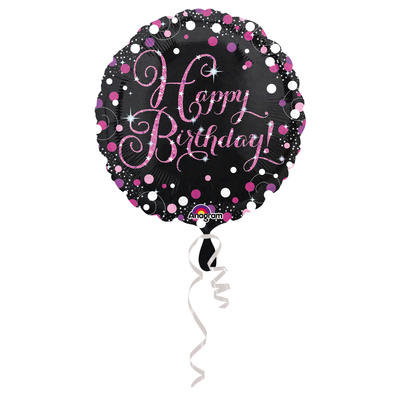   Sparkling Pink- Folienballon Happy Birthday, 43 cm, Ballon, Luftballon, Party Deko, Partydekorationen, Geburtstag