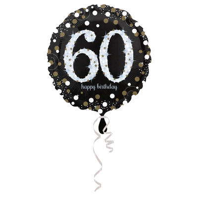   Standard Sparkling Gold- Folienballon 60, 43 cm, Ballon, Luftballon, Party Deko, Partydekorationen, Geburtstag