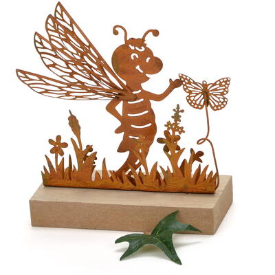 Biene auf Wiese Rost, Rostdeko, Frhlingsdeko, Metallbiene