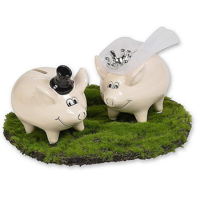 Brautpaar Sparschwein Hochzeit, Geldgeschenk zur Hochzeit, Keramik-Schwein