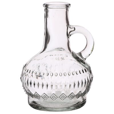 Glasflasche Lille, Glasvase, Blumenvase, Glasgef, Tischdeko, Vase klar, kleine Vase aus Glas mit Henkel
