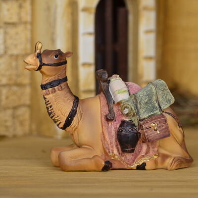 Kamel mit Gepck, liegend, Einzelfigur, Krippenfiguren, Weihnachtskrippe