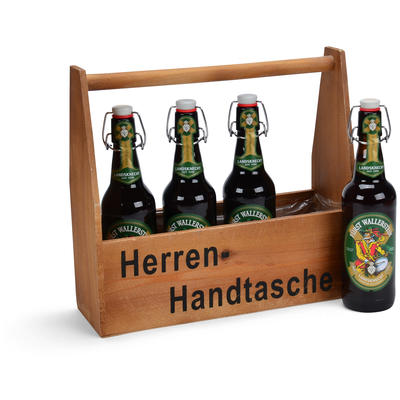Mnner Geschenke, Antikholz-Flaschentrger 'Herrenhandtasche', Bier-Trger Mnner-Handtasche, Geschenkideen Mnner