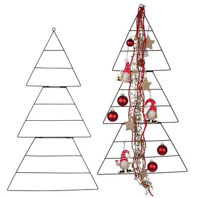 Metall-Baum zum Hngen schwarz, Tannenbaum aus Metall faltbar, Dekobaum, Weihnachtsdeko, Adventsdeko