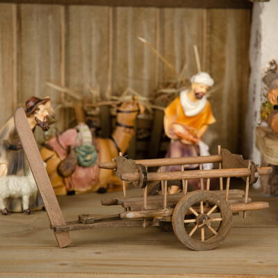 Ochsenwagen aus Holz, Ochsenkarren, Krippenzubehr, Weihnachtsfiguren