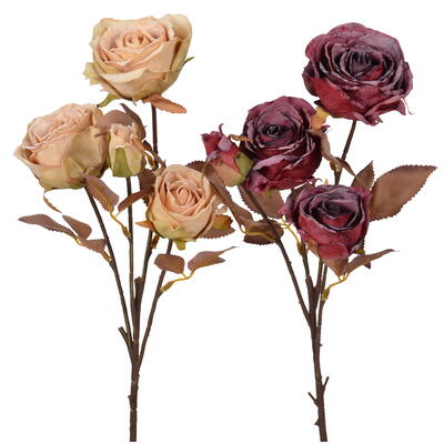 Rosenzweig im Trockenblumen-Look, knstliche Rose, Deko Rose, Seidenblume, Kunstblume, Rose knstlich getrocknet