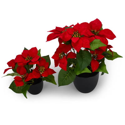 Weihnachtsstern im Topf, Weihnachtsdeko, Kunstpflanze, knstliche Blume
