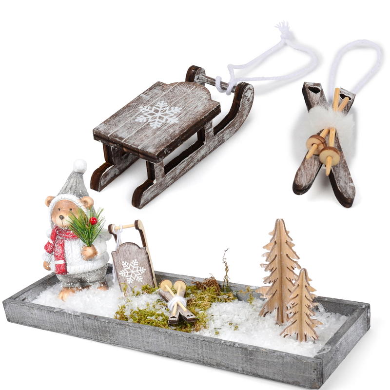 Dekohänger Schlitten und Ski, Holz, braun-weiß, Weihnachtsdeko, Deko  Weihnachten, Baumschmuck günstig online bestellen | Dekofiguren