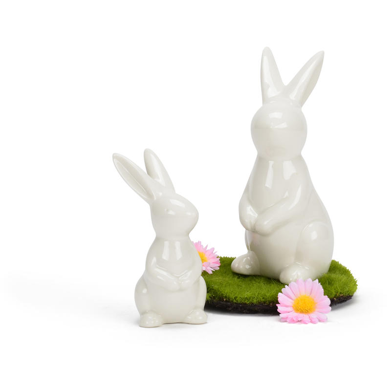 Osterhase Hase Rosa glänzend Figur Osterdekoration Deko Ostern Hase Dekoration