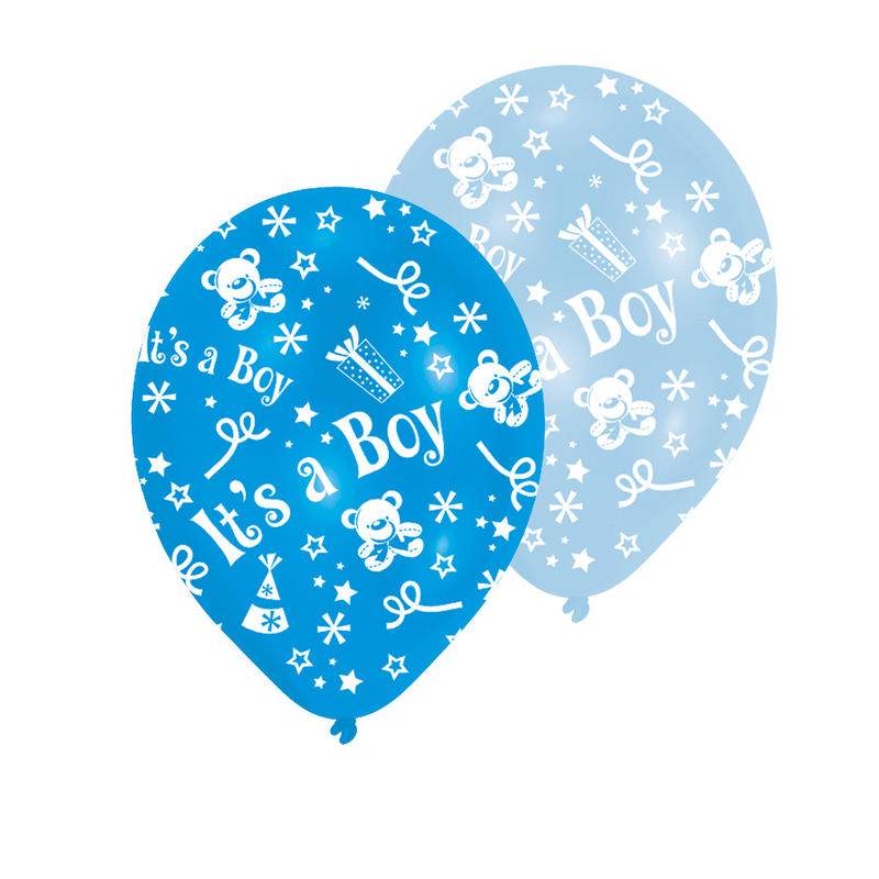 Luftballon blau 6 Stk D=23 cm mit Aufdruck Boy Geburt Taufe Ballon Party Fest