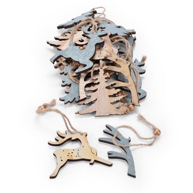  Weihnachtsh�nger-Mix, Dekoh�nger Weihnachten, Dekoh�nger Tanne, Dekoh�nger Hirsch, Geweih zum H�ngen, Holzh�nger Wintermotive