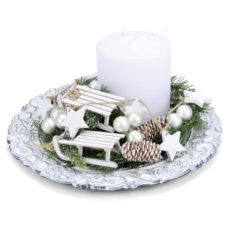 Schlitten Holz, Weihnachtsdeko, Winterdeko Bild 2