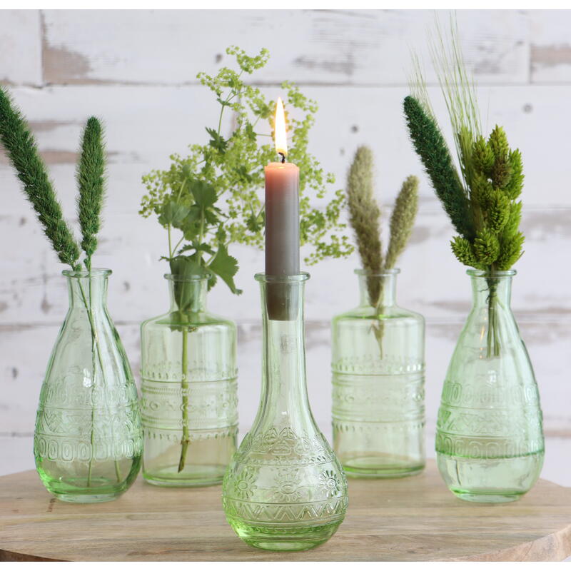Glasflasche Rom mit strukturierter Oberflche, Glasvase, Blumevase, Glasgef, Kerzenhalter, Kerzenstnder Bild 4