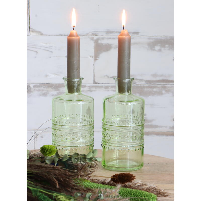 Glasflasche Porto mit strukturierter Oberfläche, Glasvase, Blumevase, Glasgefäß, Kerzenhalter, Kerzenständer Bild 3
