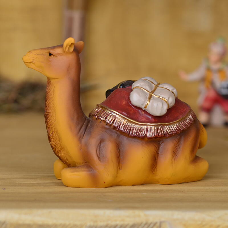 Kamel liegend mit Gepäck - Einzelfigur, Krippenfiguren, Weihnachtskrippe Bild 2