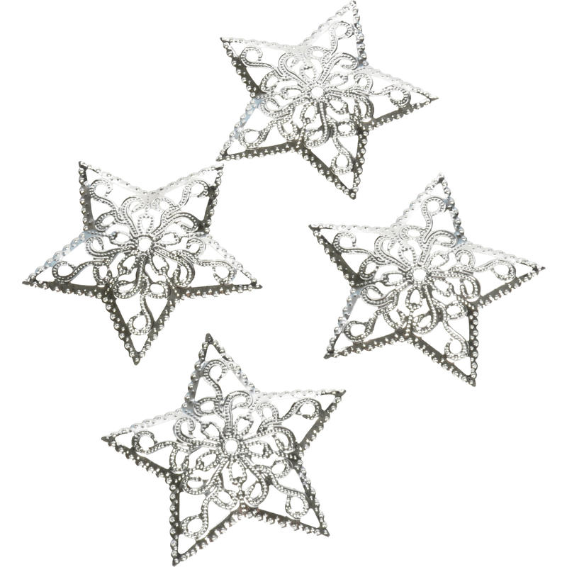 Ornament Glanzmetall Sterne silber Bild 2