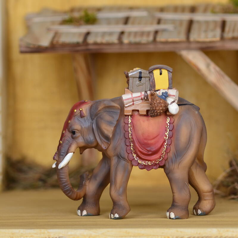 Marolin Elefant mit Gepäck Pappmaché Masse zu 9cm Figuren