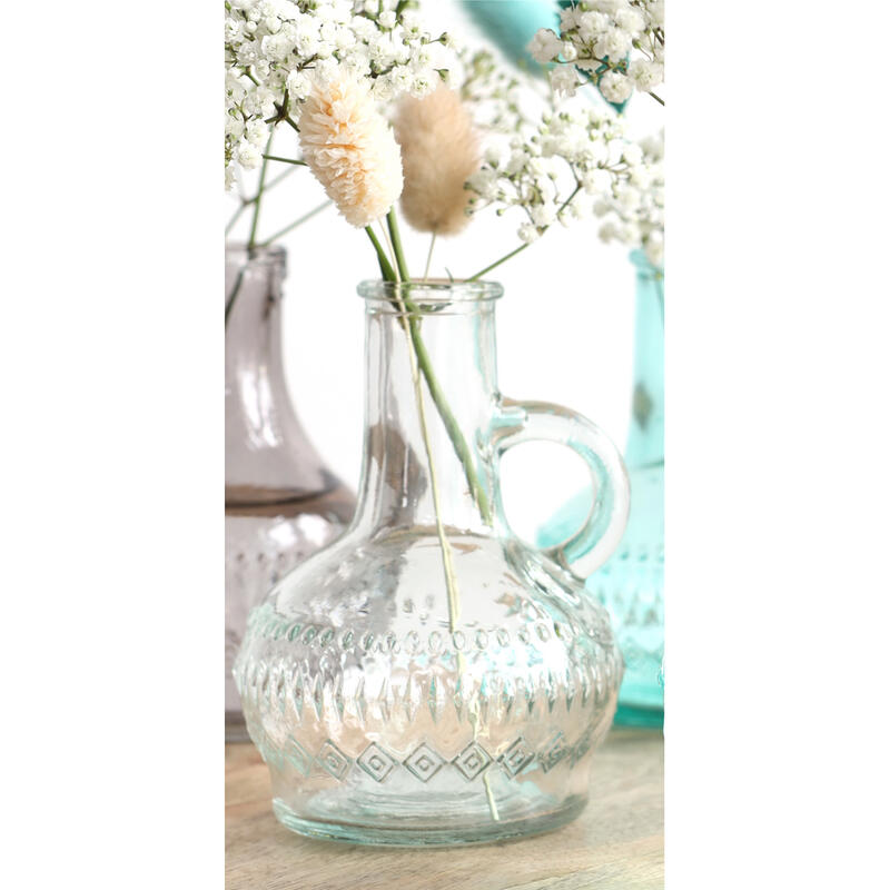 Glasflasche Lille, Glasvase, Blumenvase, Glasgefäß, Tischdeko, Vase klar, kleine Vase aus Glas mit Henkel Bild 2