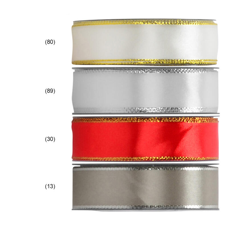 Satinband mit Goldkante oder Silberkante, Geschenkband, Schleifenband, Dekoband, Band, Weihnachtsband, Zierband, Bnder Bild 2