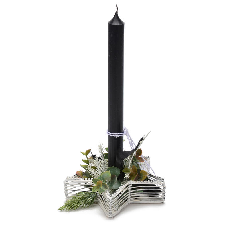 Kerzenhalter Stern antik-wei, Kerzenstnder, Weihnachtsdeko, Stern aus Metall fr Stabkerze Bild 2