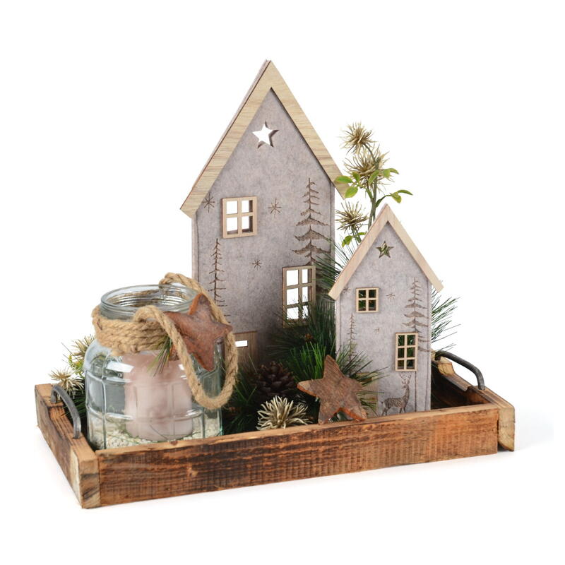 Filz-Haus auf Holzfu, Dekohaus, Winterdeko, Filzhaus Bild 2