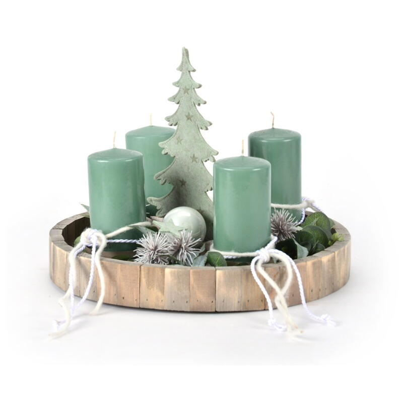 Holz-Adventskranz, Kerzenhalter Kranz, Kranz fr Advent, Adventsdeko, Weihnachtsdeko, Holzkerzenteller rund Bild 2