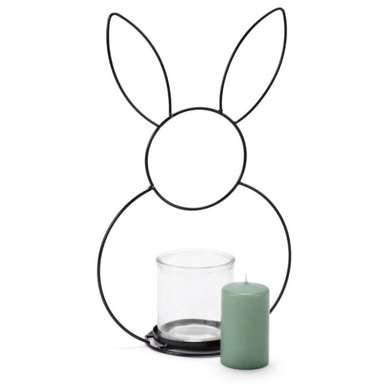 Hase, Metallhase, Windlicht, Metallhase mit Windlicht, Ostern,&nbsp;Osterdekoration, Metalldekoration, Kerzenhalter, Teelichthal Bild 2