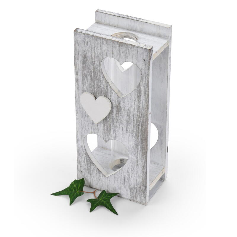 Vase im Herzholzrahmen,&nbsp;Reagenzgl�schen, Reagenzgl�ser, Glasr�hre, Vase-R�hre, Holzdeko, Holzdekoration, Hochzeitsdeko Bild 2