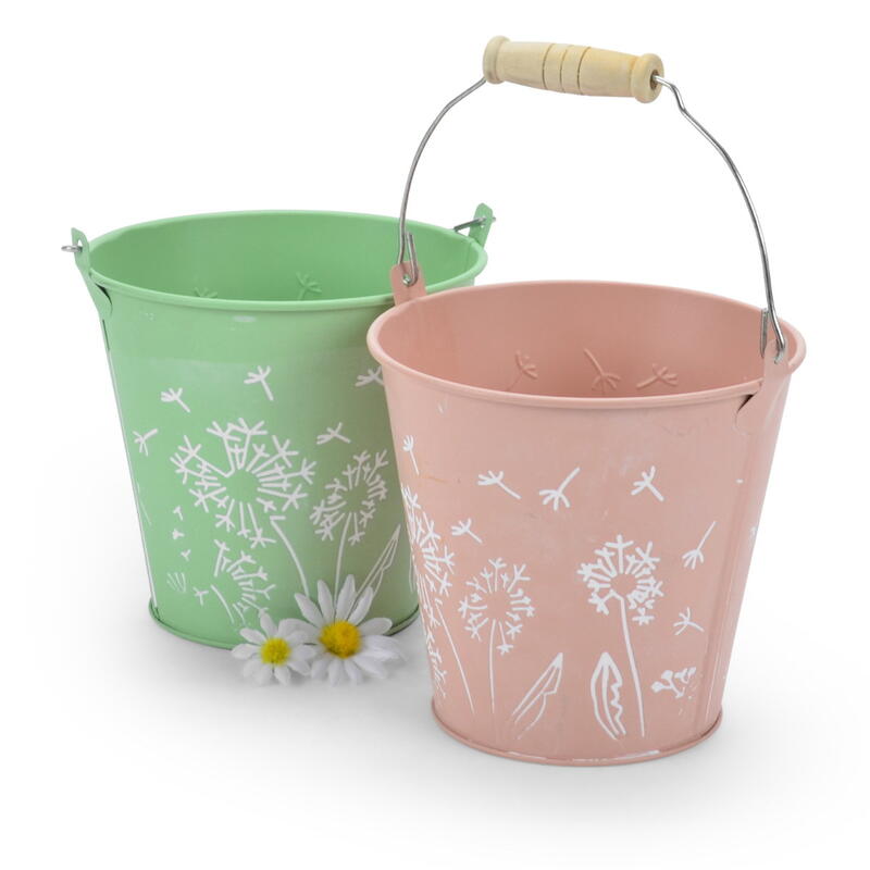 Zink-Eimer mit Holzgriff, rosa H 12 x � 13 cm Bild 2