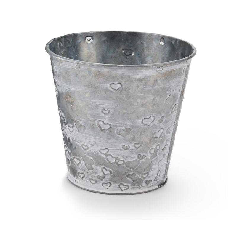 Zinktopf Herzchen, Zink-Topf mit Herzen, �bertopf, Blumentopf, Herztopf, Hochzeitsdeko, Herzdeko Bild 2
