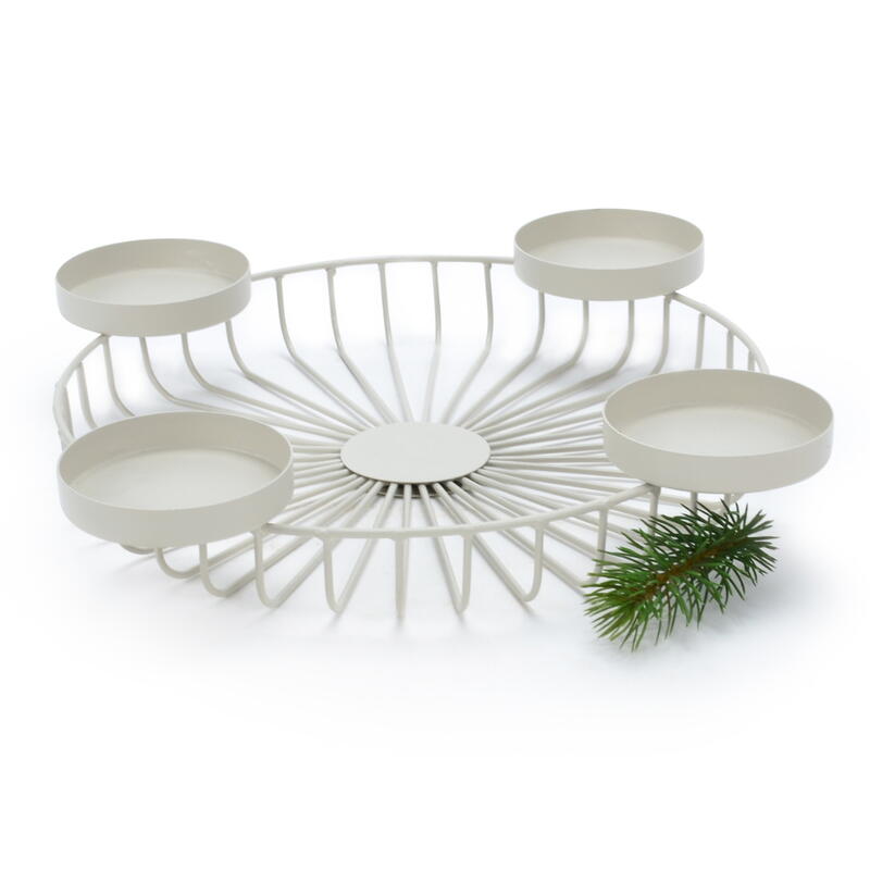 Metall-Adventskranz, Metallkorb mit Kerzenhalter, Schale mit Kerzenteller, Adventskranz, Adventsgesteck, Metallschale f�r Kerzen Bild 2