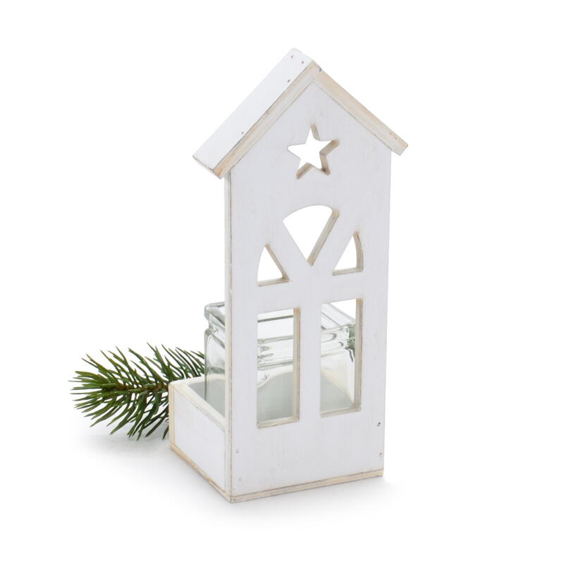 Windlicht Haus, Teelichthalter Haus, Kerzenhalter Haus, Teelichtglas mit Haus, Weihnachtsdeko Bild 2