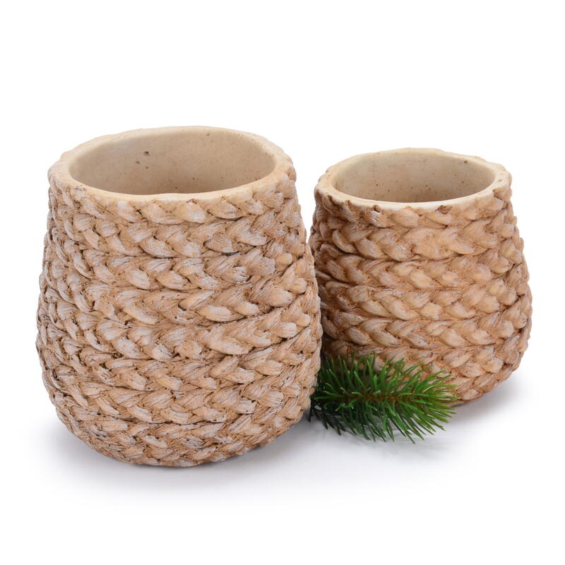 Zementtopf, Topf Ibiza, �bertopf, Topf in Flechtoptik, Deko-Topf, Blumentopf Bild 2