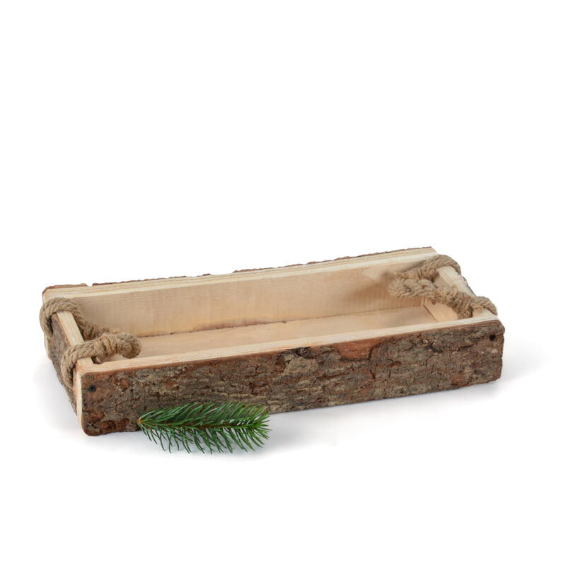 Holz-Tablett mit Rinde, Holzschale, Holzdeko, Weihnachtsdeko Bild 2