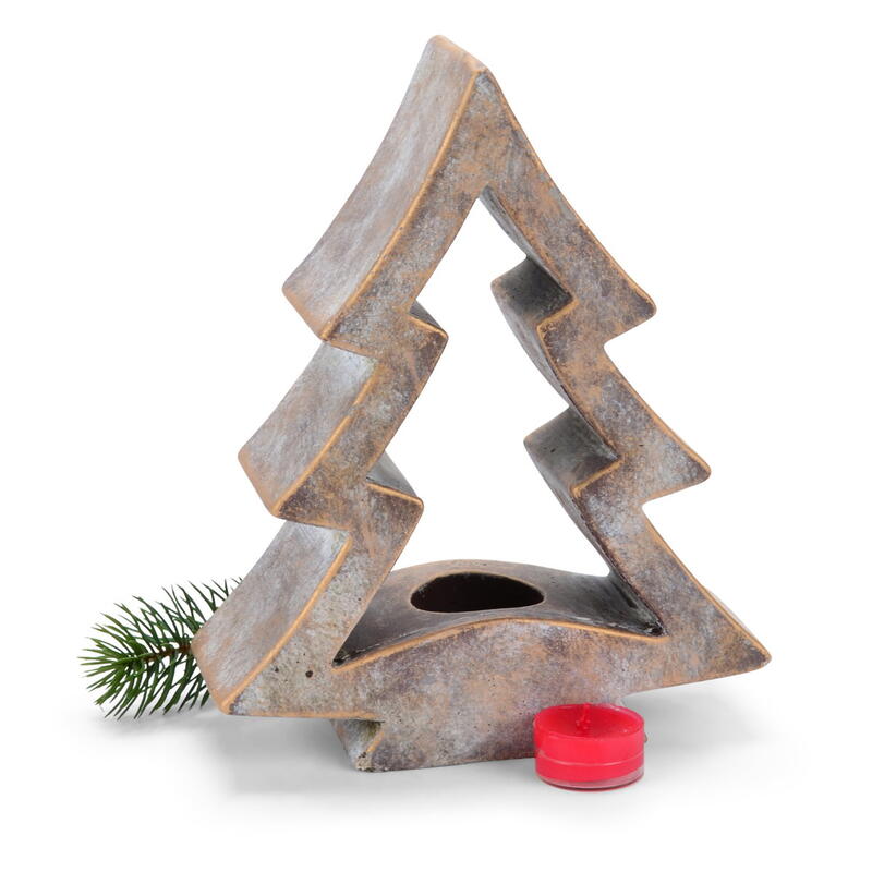 Zement-Tanne, Zementtanne, Deko-Tanne, Weihnachtsdeko, Zementbumchen, Zementdeko, Teelichthalter, Tanne mit Teelicht Bild 2