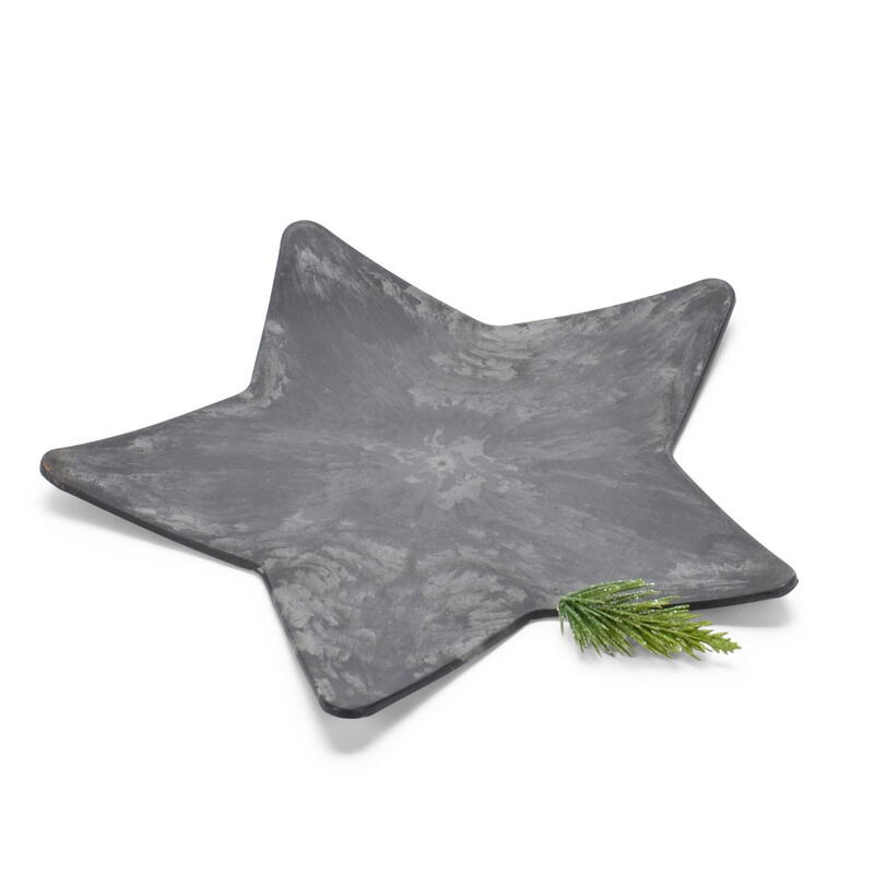 Dekoteller Stern in Schiefer-Optik, Kunstoff-Teller, Weihnachtsteller, Untersetzer, Platte, Gesteckuntersetzer, Gebckteller, Ke Bild 2