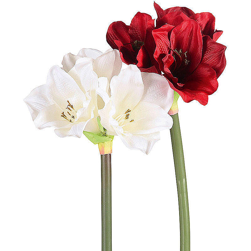 1 Deko Amaryllis im Topf 51cm Künstliche Kunst Seiden Blumen Pflanzen Blüten 