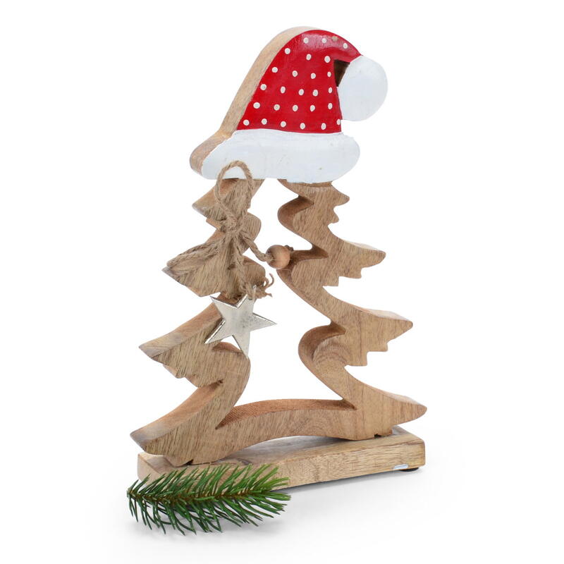 Baum, Holz-Baum, Weihnachtsbaum, Weihnachtsbaum mit Mtze, Weihnachtsdeko