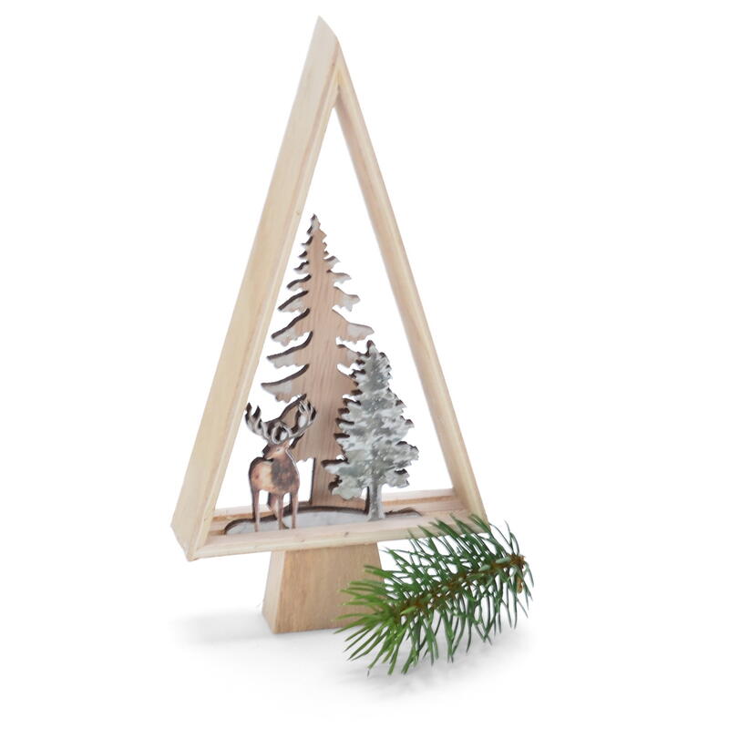 Baum mit Waldszene, Dekobaum, Holzbaum, Weihnachtsdeko, Holzdeko