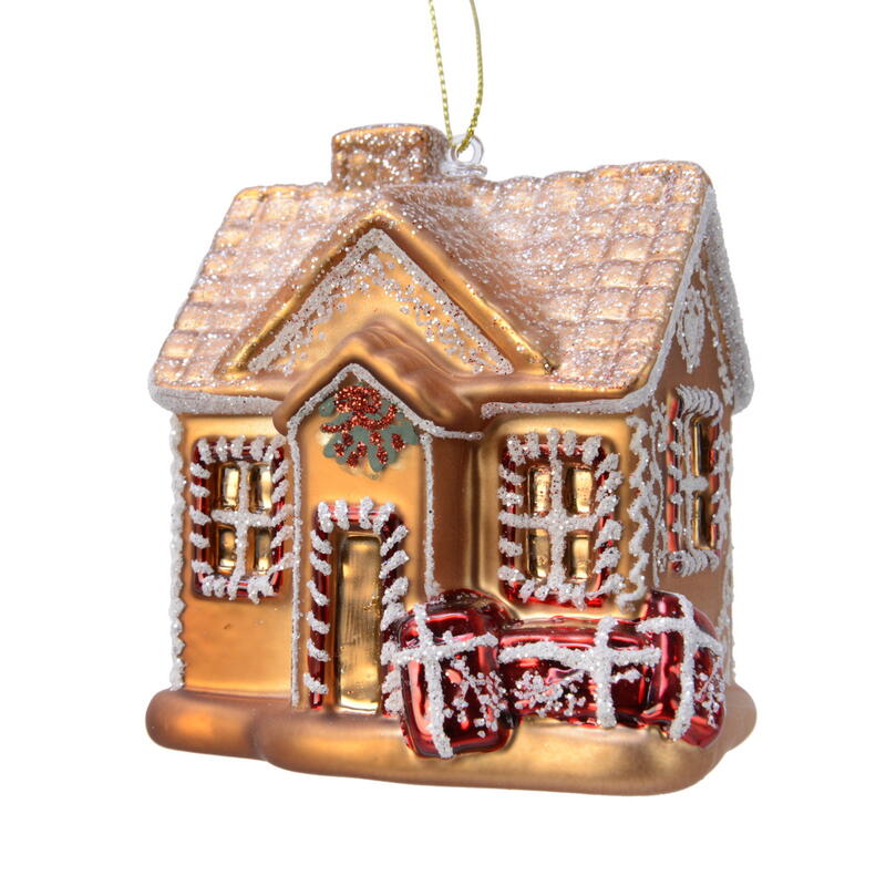 Baumschmuck Haus, Christbaumschmuck aus Glas, witziger Baumschmuck, Lebkuchenhaus zum Hngen