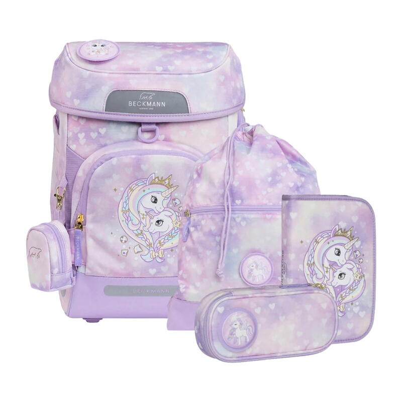 Beckmann Plus Air, Schulranzen-Set 6-teilig, Unicorn Princess Purple