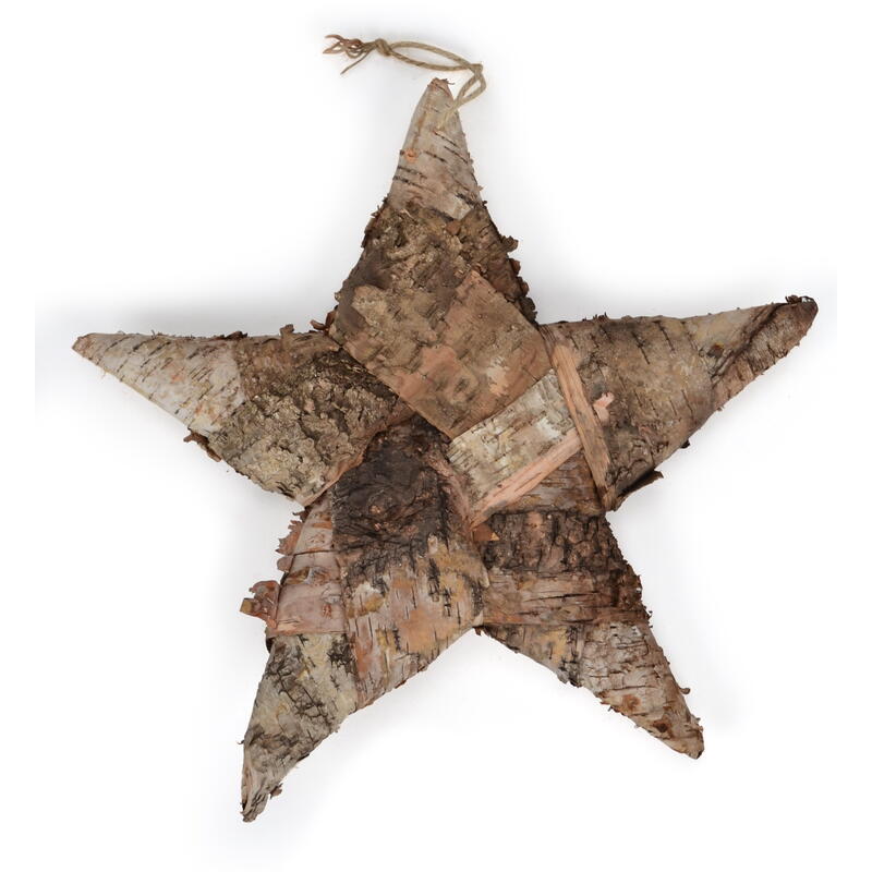 Birken-Stern zum Hängen, Holzstern, Weihnachtsdeko, Dekohänger Stern aus Birkenholz