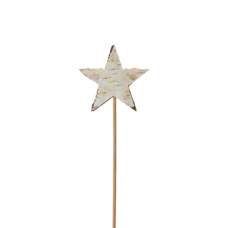 Birkensterm am Stab, Dekostecker Stern, Sternstecker, Blumenstecker, Weihnachtsstecker, Stern zum Stecken, Weihnachtsdeko