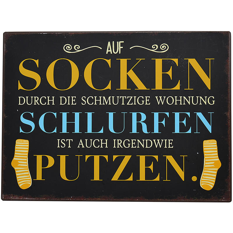 Blechschild 'Auf Socken...', Wanddeko, Metallschild, Schild zum Hngen