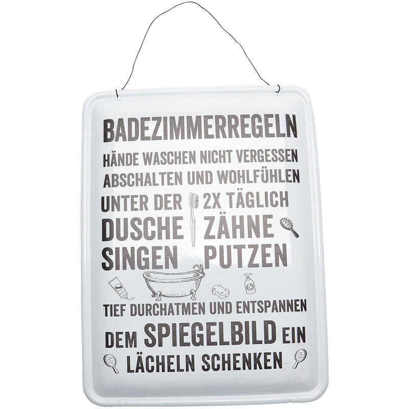 Blechschild Badezimmerregeln, Wandschild, Wanddeko, Badezimmer Regeln, Metallschild