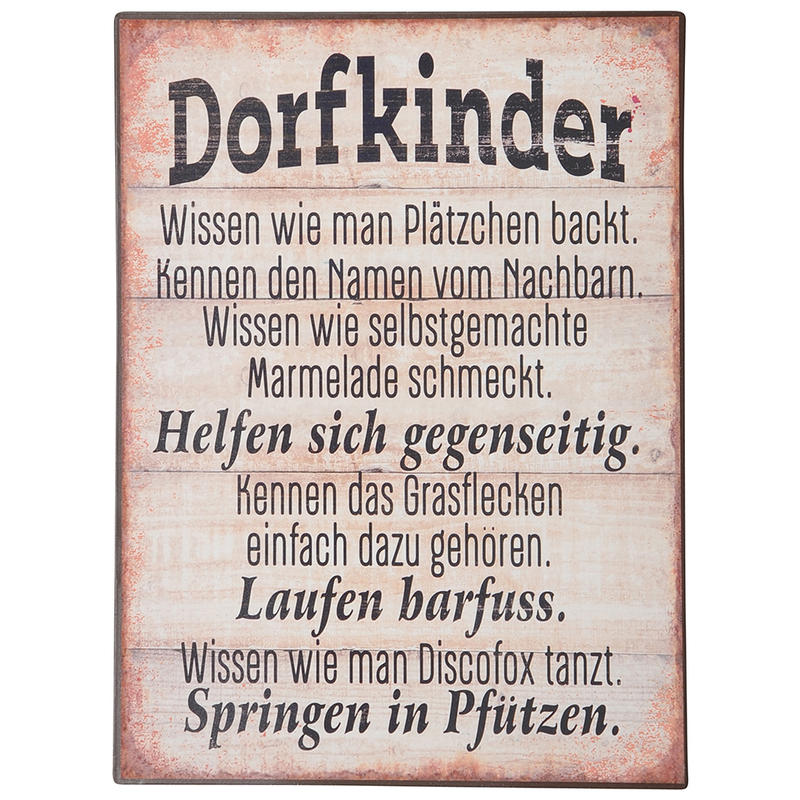 Blechschild Dorfkinder Metallschild Wanddeko Schild Mit Spruch