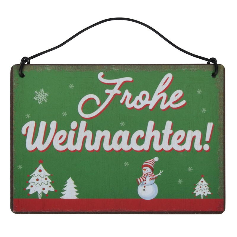 Blechschild Frohe Weihnachten grn, Metallschild, Schild zum Hngen, Dekoschild