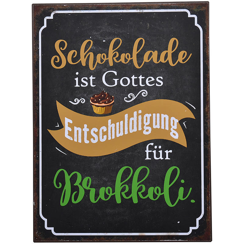 Blechschild Schokolade, Metallschild, Deko Schild, Schild mit Spruch