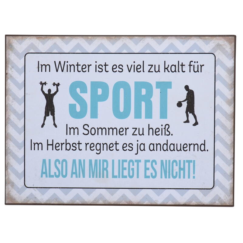 Blechschild Sport, Metallschild mit Spruch Sport, Sprücheschild, witziges  Dekoschild, Schild mit Spruch