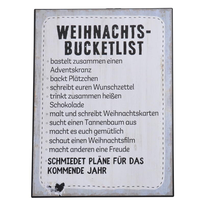 Blechschild Weihnachtsbucketlist, Metallschild, Weihnachtsdeko, Schild Weihnachten, Dekoschild, Wandschild